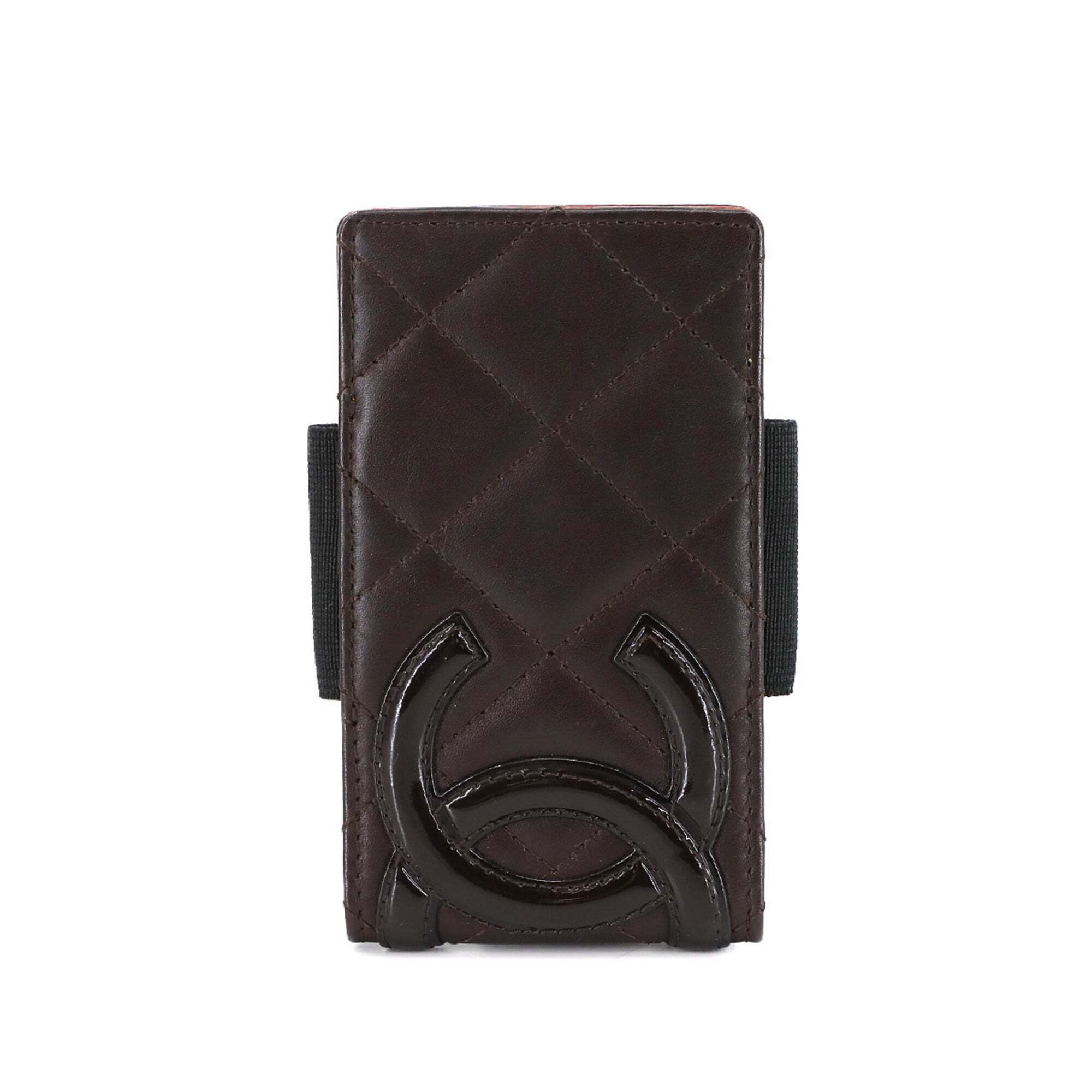 Chanel Cambon Ipod Case Brown Leather And Enamel